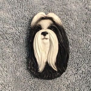 Dog Head Refrigerator Magnets 3D long hair Shih Tzu